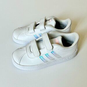 New Adidas F36408 VI Court CMF Iridescent White Sneakers Toddler Size 10K